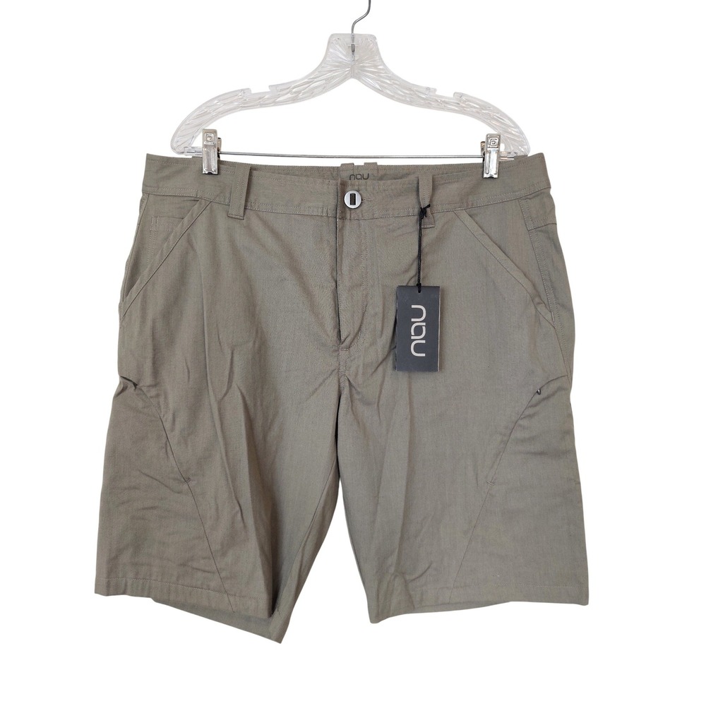 Nau Men's Stretch Motil Cargo Shorts Vetiver Organic Cotton Size 36 NWT
